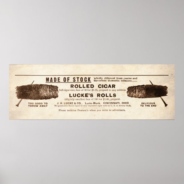 Vintag Lucke's Cigars Ad von 1899 Poster (Vorne)