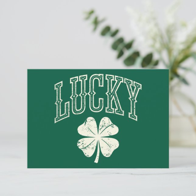 Vintag Lucky Clover St Patrick's Day Dankeskarte (Stehend Vorderseite)