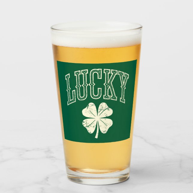 Vintag Lucky Clover St Patrick's Day Glas (Vorne (Gefüllt))