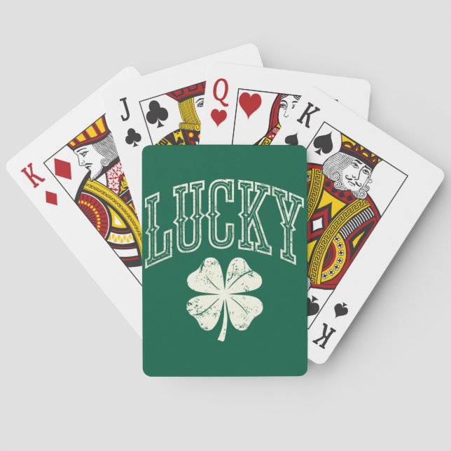 Vintag Lucky Clover St Patrick's Day Spielkarten (Rückseite)