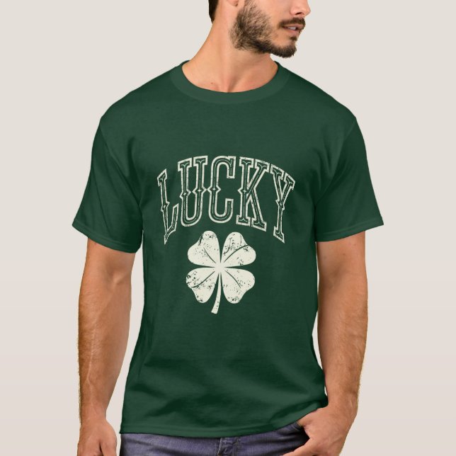 Vintag Lucky Clover St Patrick's Day T-Shirt (Vorderseite)