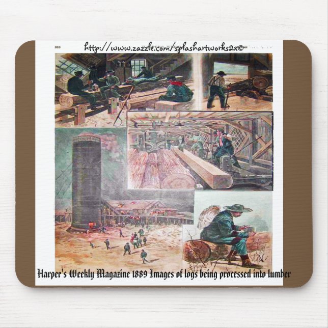 "Vintag Lumbering-Harper's Magazine" Mousepad (Vorne)