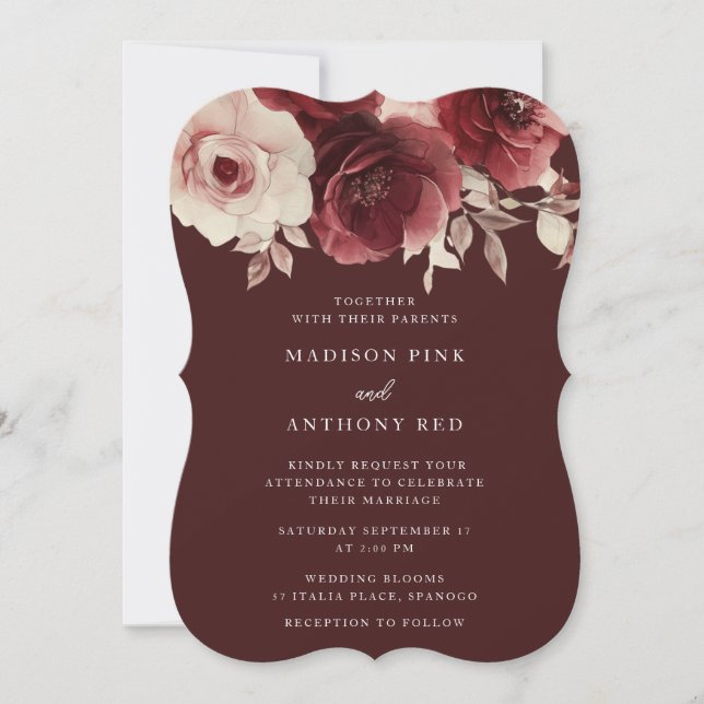Vintag Luxe Radiance Burgundy Wedding Einladung (Vorderseite)
