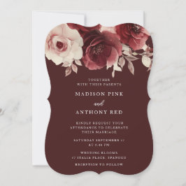 Vintag Luxe Radiance Burgundy Wedding Einladung