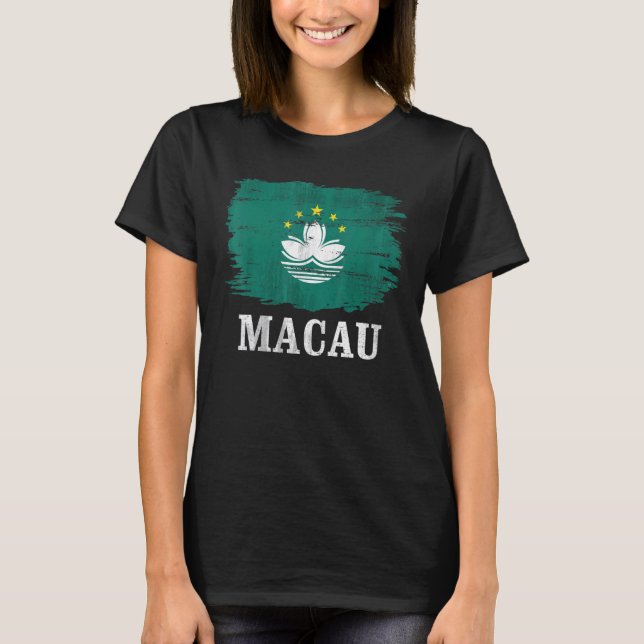 Vintag-Macau-Flagge T-Shirt (Vorderseite)