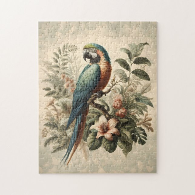 Vintag Macaw Botanical Painting Puzzle (Vertikal)