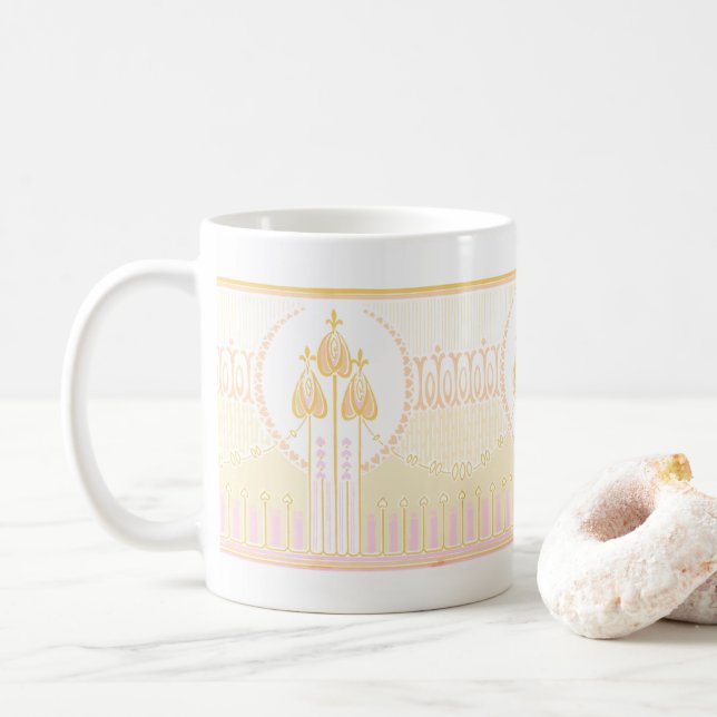 Vintag Mackintosh Inspiriert Rose Frieze Kaffeetasse (Mit Donut)