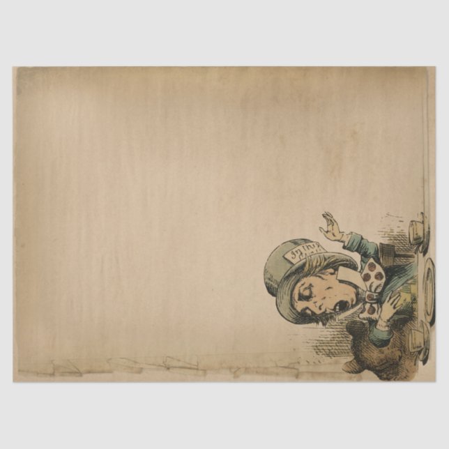 Vintag Mad Hatter Alice im Wunderland Decoupage Seidenpapier (Vorderseite)