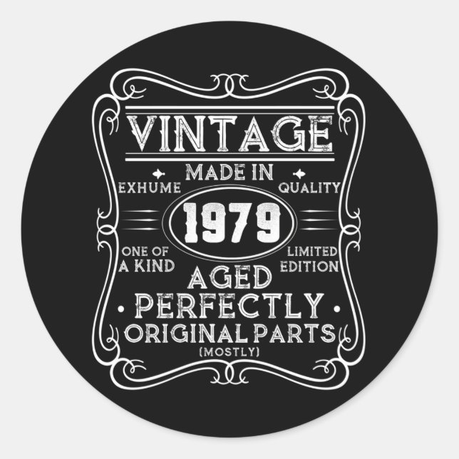 Vintag Made in 1979 Retro Classic Runder Aufkleber (Vorderseite)