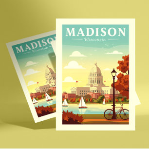 Vintag Madison Wisconsin Postkarte