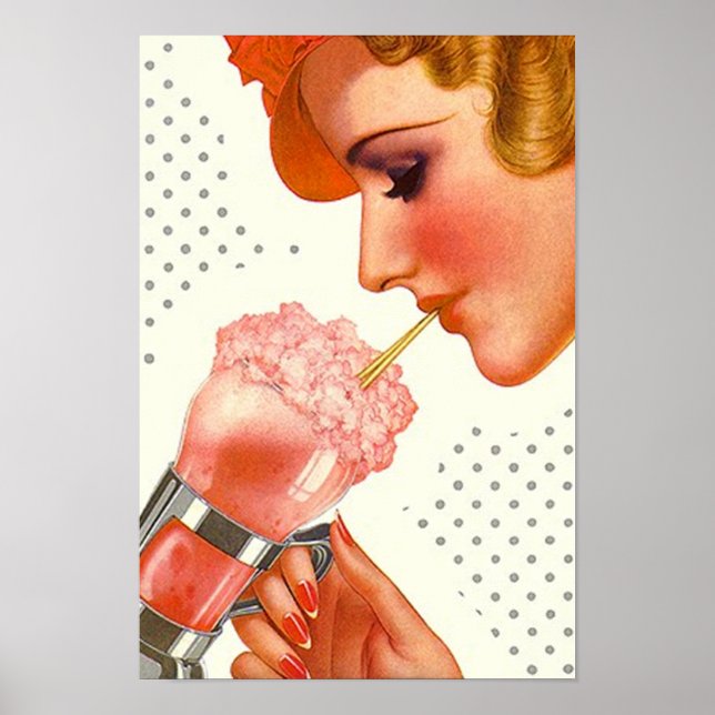 Vintag Mag Cover Soda Fountain Erdbeere Poster (Vorne)