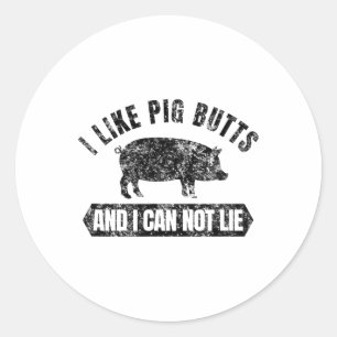 Vintag mag ich Schweinefleisch-Hintern und ich kan Runder Aufkleber