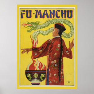 Vintag Magic Fu Manchu Magician Poster