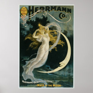 Vintag Magic Poster Art Woman and Moon