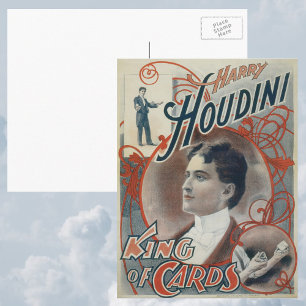Vintag Magisches Poster, Magier Harry Houdini Postkarte