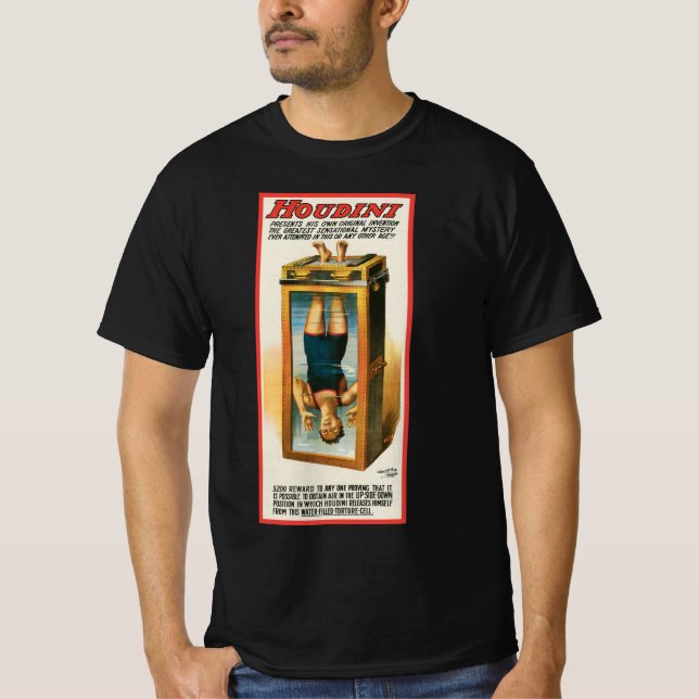 Vintag Magisches Poster, Magier Harry Houdini T-Shirt (Vorderseite)