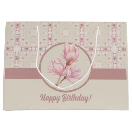 Vintag Magnolia Beige Ephemera Muster Große Geschenktüte