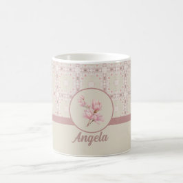 Vintag Magnolia Beige Ephemera Muster Kaffeetasse