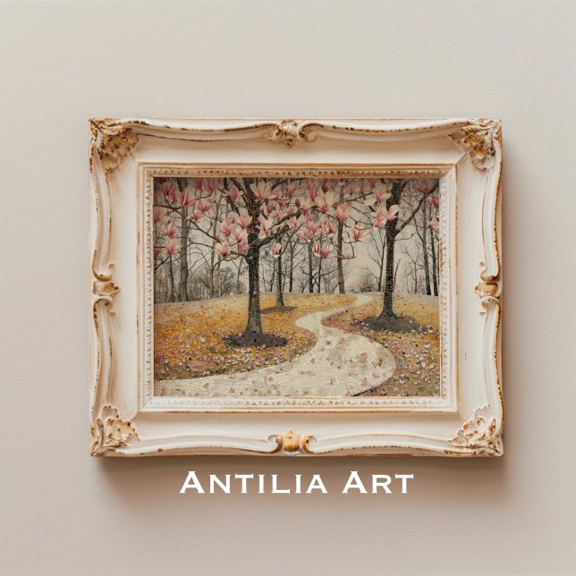 Vintag Magnolia Blossom Mosaik Botanischer Park Poster (Von Creator hochgeladen)
