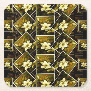 Vintag Magnolia Botanische Gerahmte Malerei Mashup Rechteckiger Pappuntersetzer