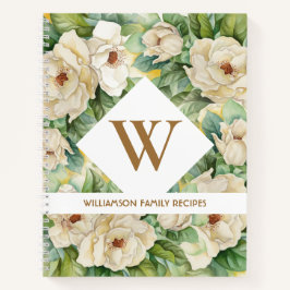 Vintag Magnolia Floral Monogram Family Rezept Notizbuch