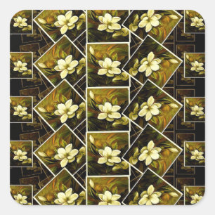 Vintag Magnolia Grandiflora Remix in Rahmen Quadratischer Aufkleber