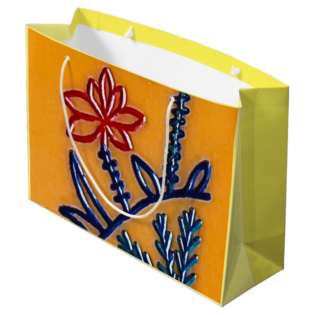 Vintag Mah Jongg Blume Geschenktaschen Große Geschenktüte (Rückseite Schrägansicht)