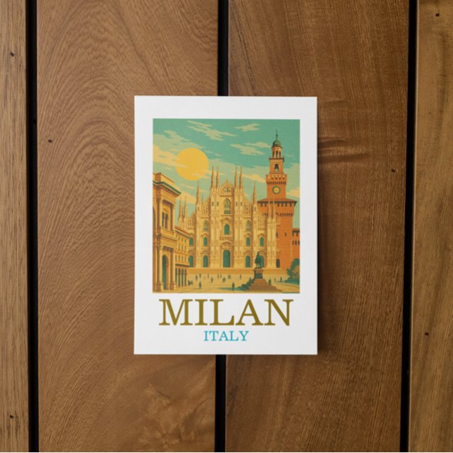 Vintag Mailand Italien Reisen | Retro Duomo Postkarte (Vintage Milan Italy Travel  Retro Duomo Postcard)
