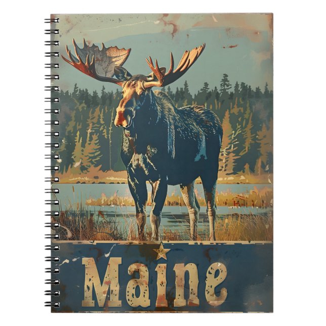 Vintag Maine Moose Notizblock (Vorderseite)
