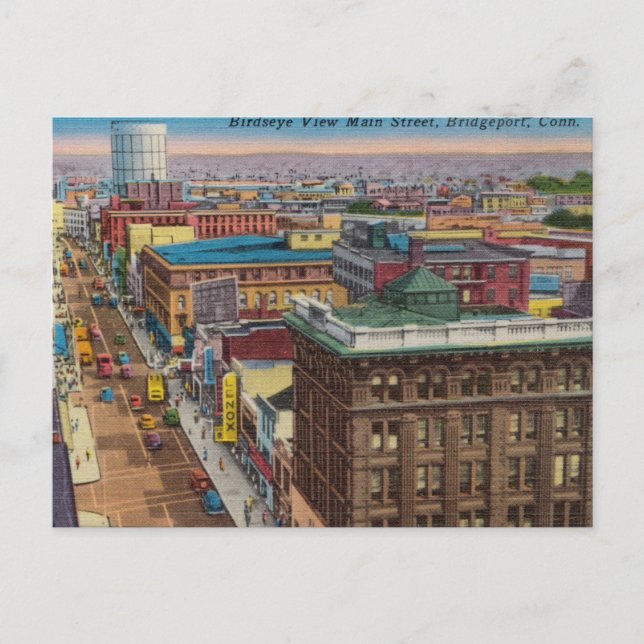 Vintag, Mainstreet, Bridgeport, Connecticut Postkarte (Vorderseite)