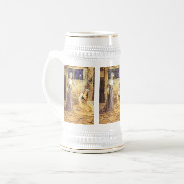 Vintag Mairy Tale Aschenputtel mit Fairy Godmutter Bierglas (Vorderseite Links)