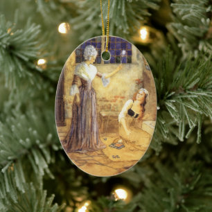Vintag Mairy Tale Aschenputtel mit Fairy Godmutter Keramikornament