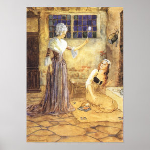 Vintag Mairy Tale Aschenputtel mit Fairy Godmutter Poster