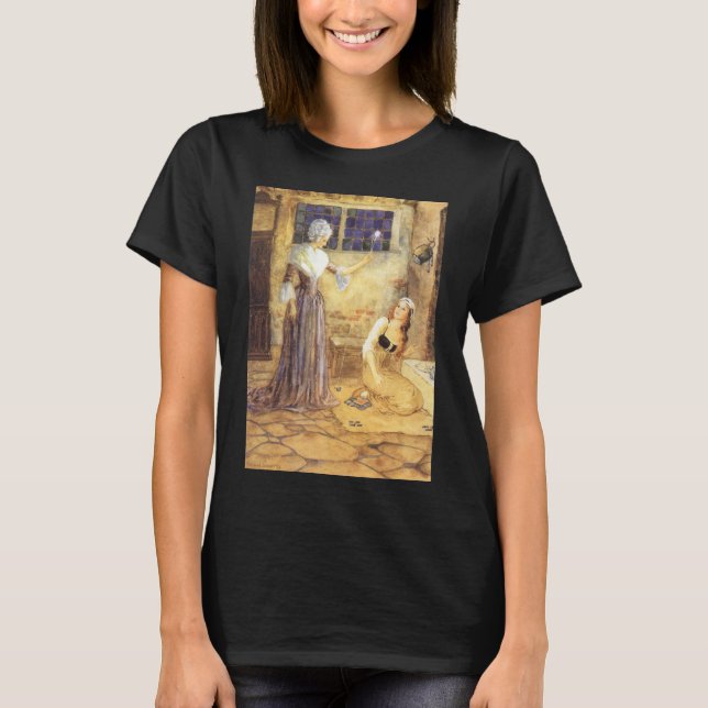 Vintag Mairy Tale Aschenputtel mit Fairy Godmutter T-Shirt (Vorderseite)