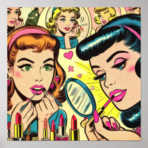 Vintag Makeup Girls Comic Poster