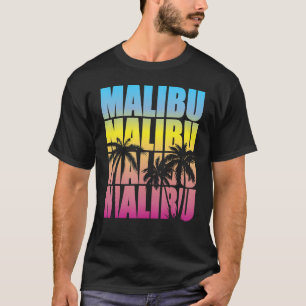 Vintag Malibu CA California Farbenfrohe Palmenbaum T-Shirt