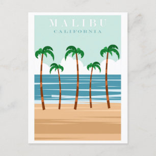 Vintag Malibu California Beach Travel Postkarte