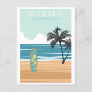 Vintag Malibu California Beach Travel Postkarte