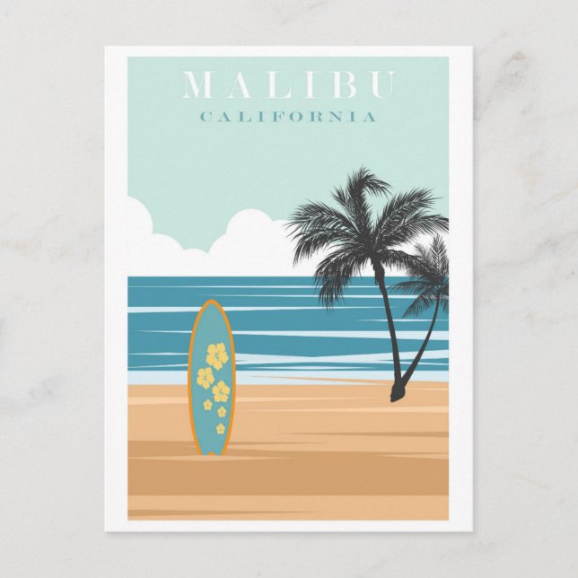 Vintag Malibu California Beach Travel Postkarte (Vorderseite)