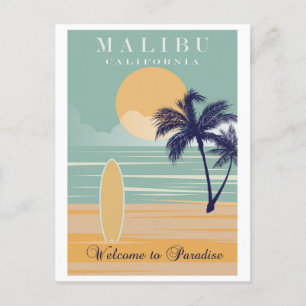 Vintag Malibu California Beach Travel Postkarte