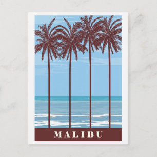 Vintag Malibu California Palme Tree Travel Postkarte
