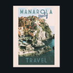 Vintag Manarola Italien Cinque Terre Travel Postkarte<br><div class="desc">Jeder würde Liebe,  diese Vintage italienische Reise-Postkarte mit einer Retro-Abbildung des Dorfes Manarola,  Italien in Cinque Terre zu erhalten!</div>