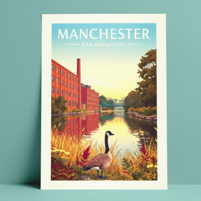 Vintag Manchester New Hampshire Postkarte (Von Creator hochgeladen)