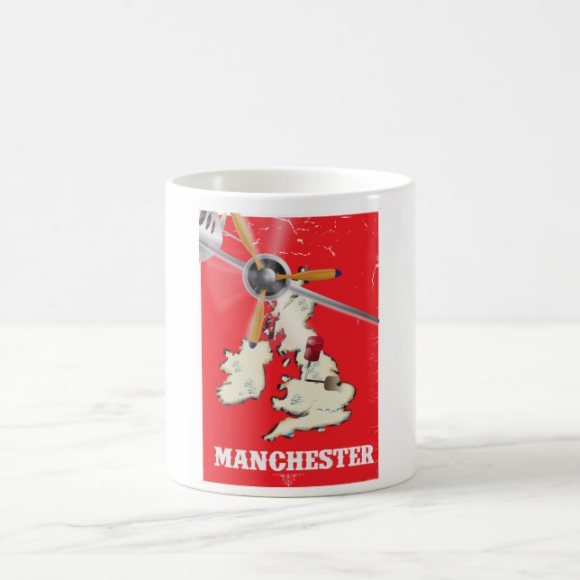 Vintag Manchester Travel Poster Kaffeetasse (Mittel)