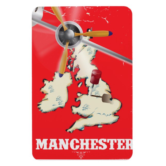 Vintag Manchester Travel Poster Magnet (Vertikal)