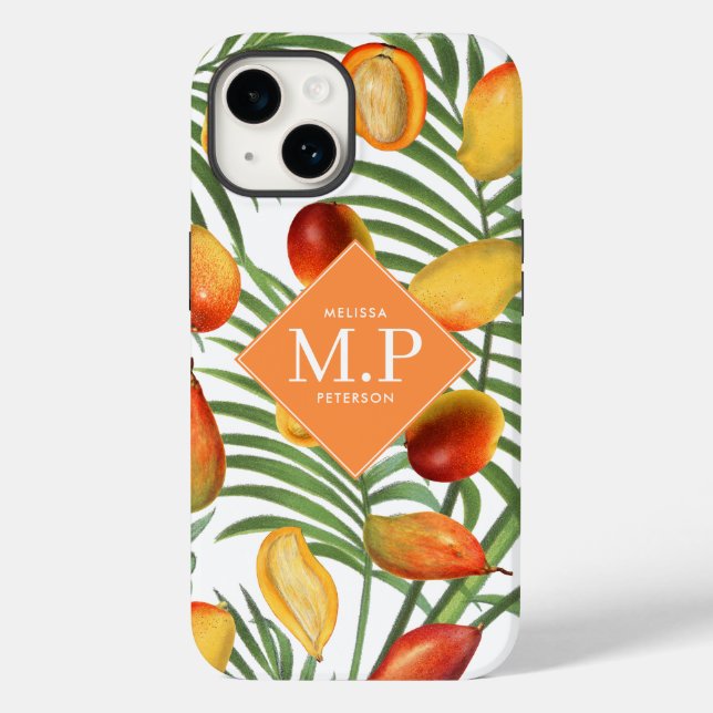 Vintag Mango & Greenery Sommerfruchtmonogramm Case-Mate iPhone Hülle (Rückseite)