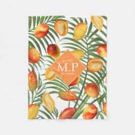Vintag Mango & Greenery Sommerfruchtmonogramm Fleecedecke