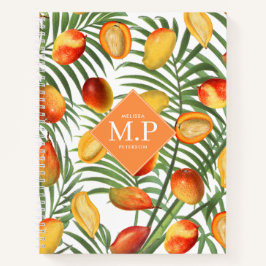 Vintag Mango & Greenery Sommerfruchtmonogramm Notizbuch