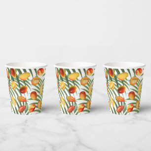 Vintag Mango & Greenery Sommerfruchtmuster Pappbecher