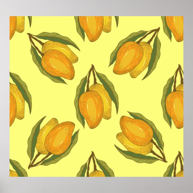 Vintag Mango: Tropisch handGezeichnet Muster. Poster (Vorne)